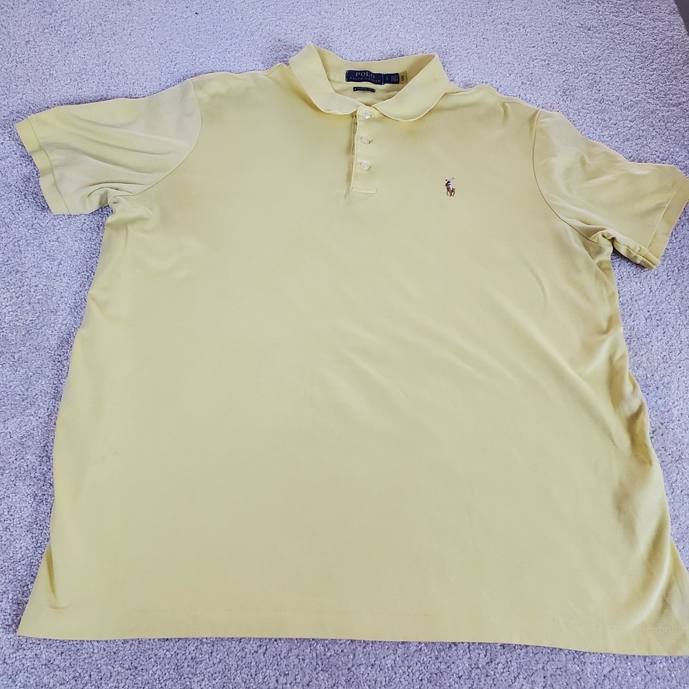 Polo Ralph Lauren Men's Polo Shirt Size L Yellow Short Sleeve Pls Read Condition